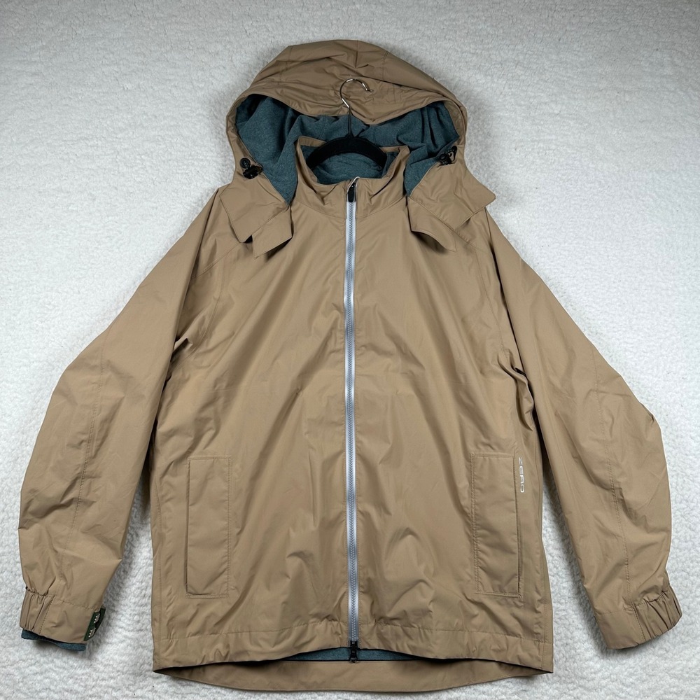 Zero Restriction Hooded Jacket Mens Golf Performance Tech L Tan Rain Minimalist